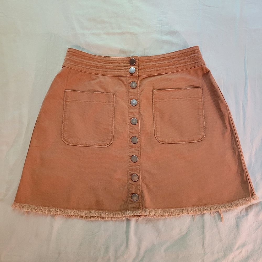 Madewell tan high waisted button front skirt - Picture 4 of 11